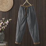 Buddha Stones Plain Cotton Women's Harem Thermal Pants With Pockets