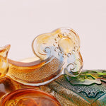 Buddha Stones Handmade Liuli Crystal Elephant Art Piece Wisdom Wealth Home Decoration