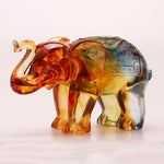 Buddha Stones Handmade Liuli Crystal Elephant Art Piece Wisdom Wealth Home Decoration