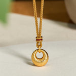 Buddha Stones 24k Gold Plated Copper Peace Buckle Texture Wealth Necklace Pendant