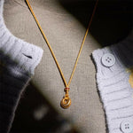 Buddha Stones 24k Gold Plated Copper Peace Buckle Texture Wealth Necklace Pendant