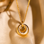 Buddha Stones 24k Gold Plated Copper Peace Buckle Texture Wealth Necklace Pendant