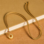 Buddha Stones 24k Gold Plated Copper Peace Buckle Texture Wealth Necklace Pendant