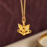 Buddha Stones "Wishing You Clever Grace" 24k Gold Plated Brass Fox Necklace Includes Gift Message Card