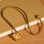 Buddha Stones Year Of The Horse 24k Gold Plated Brass Rope Cord Necklace Pendant