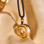 Buddha Stones "Wishing You Good Fortune" 24k Gold Plated Brass Peace Buckle Black Rope Necklace Includes Gift Message Card