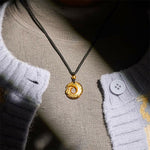 Buddha Stones "Wishing You Good Fortune" 24k Gold Plated Brass Peace Buckle Black Rope Necklace Includes Gift Message Card