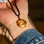 Buddha Stones "Wishing You Good Fortune" 24k Gold Plated Brass Peace Buckle Black Rope Necklace Includes Gift Message Card