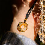Buddha Stones "Wishing You Good Fortune" 24k Gold Plated Brass Peace Buckle Black Rope Necklace Includes Gift Message Card