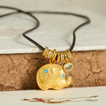 Buddha Stones Elephant Symbol 24k Gold Plated Brass Strength Rope Necklace Pendant