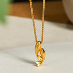 Buddha Stones Double Koi Fish 24k Gold Plated Brass Chain Wealth Necklace Pendant