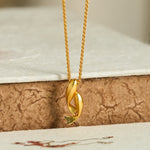 Buddha Stones Double Koi Fish 24k Gold Plated Brass Chain Wealth Necklace Pendant