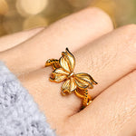 Buddha Stones 24k Gold Plated Brass Butterfly Symbol Adjustable Love Ring
