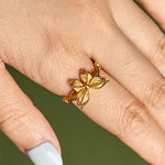 Buddha Stones 24k Gold Plated Brass Butterfly Symbol Adjustable Love Ring