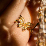 Buddha Stones 24k Gold Plated Brass Butterfly Symbol Adjustable Love Ring