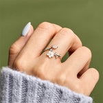 Buddha Stones 925 Sterling Silver White Flower Design Adjustable Blessing Ring