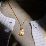 Buddha Stones 24k Gold Plated Brass Elephant Symbol Braided Cord Strength Necklace Pendant