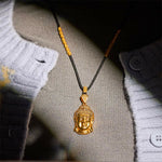 Buddha Stones 24k Gold Plated Brass Buddha Symbol Braided Cord Serenity Necklace Pendant