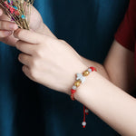 Buddha Stones Chinese Zodiac Jade Silver Beads Year Of The Horse Red String Luck Bracelet