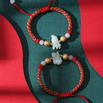 Buddha Stones Chinese Zodiac Jade Silver Beads Year Of The Horse Red String Luck Bracelet