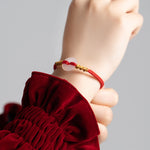 Buddha Stones White Chalcedony Peace Buckle Connection Rope Knot Bracelet