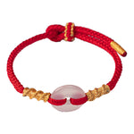Buddha Stones White Chalcedony Peace Buckle Connection Rope Knot Bracelet