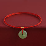 Buddha Stones Natural Hetian Jade Peace Buckle String Abundance Bracelet Anklet