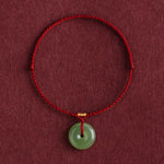 Buddha Stones Natural Hetian Jade Peace Buckle String Abundance Bracelet Anklet