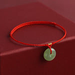 Buddha Stones Natural Hetian Jade Peace Buckle String Abundance Bracelet Anklet