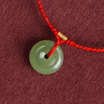 Buddha Stones Natural Hetian Jade Peace Buckle String Abundance Bracelet Anklet