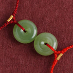 Buddha Stones Natural Hetian Jade Peace Buckle String Abundance Bracelet Anklet
