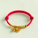 Buddha Stones Year Of The Horse Flower Charm Red String Connection Handmade Bracelet