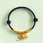 Buddha Stones Year Of The Horse Flower Charm Red String Connection Handmade Bracelet