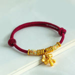 Buddha Stones Year Of The Horse Flower Charm Red String Connection Handmade Bracelet