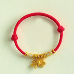 Buddha Stones Year Of The Horse Flower Charm Red String Connection Handmade Bracelet