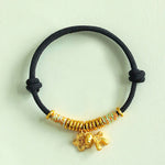 Buddha Stones Year Of The Horse Flower Charm Red String Connection Handmade Bracelet