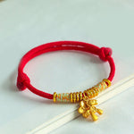 Buddha Stones Year Of The Horse Flower Charm Red String Connection Handmade Bracelet