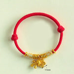 Buddha Stones Year Of The Horse Flower Charm Red String Connection Handmade Bracelet