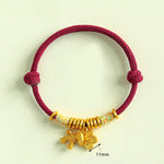 Buddha Stones Year Of The Horse Flower Charm Red String Connection Handmade Bracelet