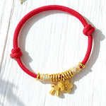 Buddha Stones Year Of The Horse Flower Charm Red String Connection Handmade Bracelet