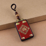 Buddha Stones Ebony Flower Koi Fish Fu Character Button Rope Key Chain