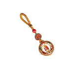 Buddha Stones Copper Prayer Wheel Five Directions Gods Of Wealth Balance Rotatable Key Chain