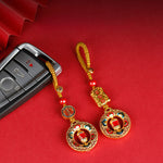 Buddha Stones Copper Prayer Wheel Five Directions Gods Of Wealth Balance Rotatable Key Chain