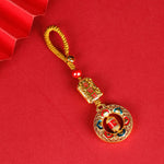 Buddha Stones Copper Prayer Wheel Five Directions Gods Of Wealth Balance Rotatable Key Chain