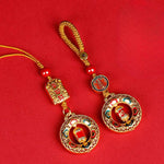 Buddha Stones Copper Prayer Wheel Five Directions Gods Of Wealth Balance Rotatable Key Chain
