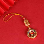 Buddha Stones Copper Prayer Wheel Five Directions Gods Of Wealth Balance Rotatable Key Chain