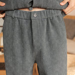Buddha Stones 2Pcs Winter Solid Men's Tang Suit Frog-Button Cotton Long Sleeve Jacket Pants Set With Pockets
