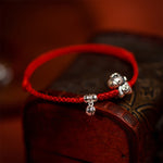Buddha Stones 999 Sterling Silver Year Of The Horse 925 Sterling Silver Bell String Luck Child Adult Bracelet Anklet