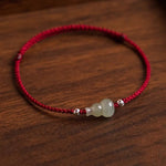 Buddha Stones Gourd Hetian Jade Red String Prosperity Bracelet Anklet
