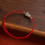 Buddha Stones Gourd Hetian Jade Red String Prosperity Bracelet Anklet